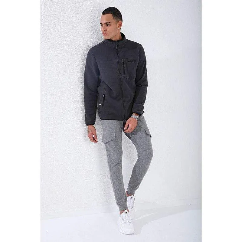 Lässige Sweatshirts mit Reißverschluss, Trainingsanzug für Männer, modische Jacke, Herrenbekleidung, Oberbekleidung, Sweatshirt, Herren-Sweatshirt mit Reißverschluss und Tasche, Slim Fit, Stehkragen, Fleece, ohne Kapuze, Sportbekleidung 87890