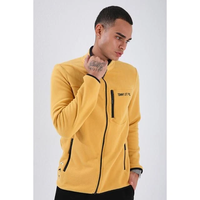 Lässige Sweatshirts mit Reißverschluss, Trainingsanzug für Männer, modische Jacke, Herrenbekleidung, Oberbekleidung, Sweatshirt, Herren-Sweatshirt mit Reißverschluss und Tasche, Slim Fit, Stehkragen, Fleece, ohne Kapuze, Sportbekleidung 87890
