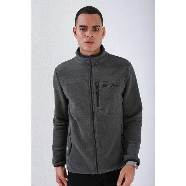 Lässige Sweatshirts mit Reißverschluss, Trainingsanzug für Männer, modische Jacke, Herrenbekleidung, Oberbekleidung, Sweatshirt, Herren-Sweatshirt mit Reißverschluss und Tasche, Slim Fit, Stehkragen, Fleece, ohne Kapuze, Sportbekleidung 87890