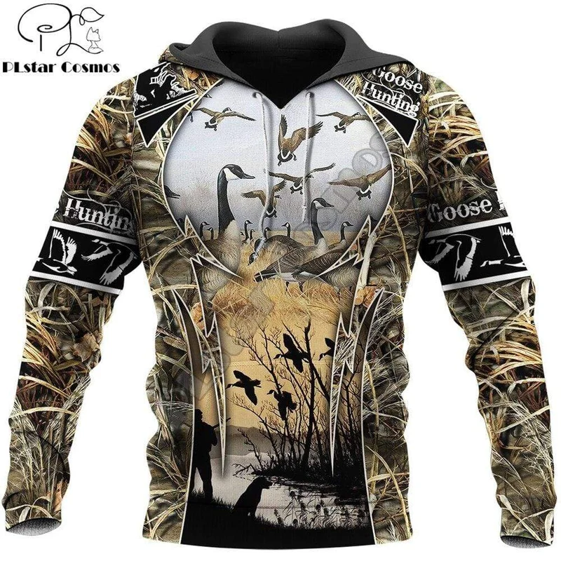 Gänsejagd 3D Rundum Bedruckter Herren Hoodie Unisex Deluxe Sweatshirt Reißverschluss Pullover Freizeitjacke Trainingsanzug KJ358