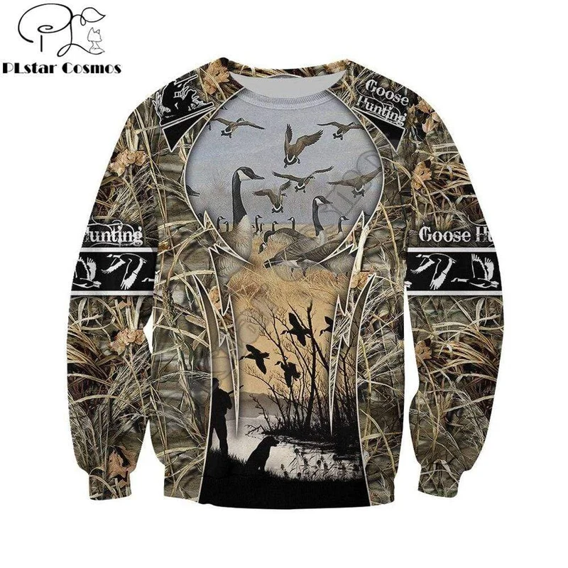 Gänsejagd 3D Rundum Bedruckter Herren Hoodie Unisex Deluxe Sweatshirt Reißverschluss Pullover Freizeitjacke Trainingsanzug KJ358