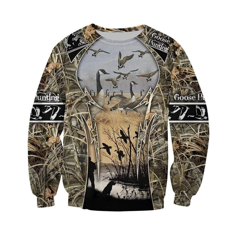 Gänsejagd 3D Rundum Bedruckter Herren Hoodie Unisex Deluxe Sweatshirt Reißverschluss Pullover Freizeitjacke Trainingsanzug KJ358