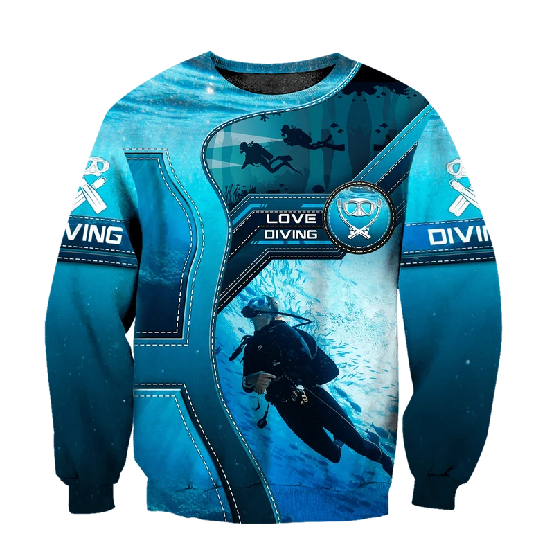 Scuba Diving 3D-Druck für Herren, Kapuzenpullover, Kleidung, Unisex, Sweatshirt, Reißverschluss, Pullover, Freizeitjacke, Trainingsanzug KJ330