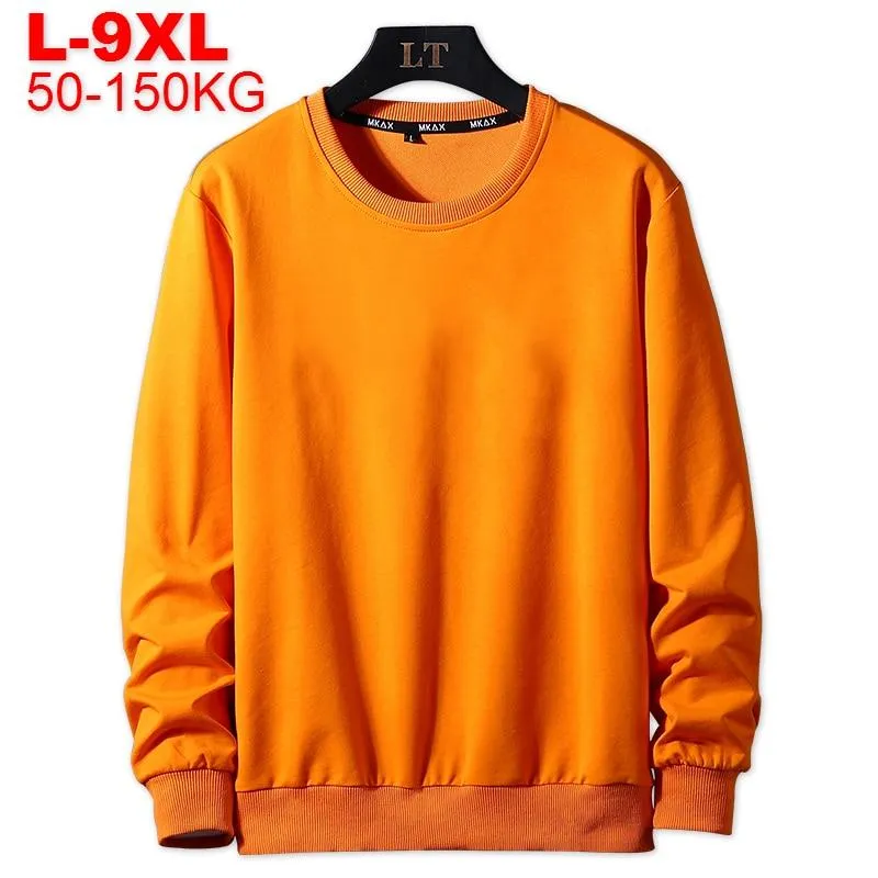 Herren Hoodies Plus Größe 8XL 9XL Herren Orange Hoody Frühling Herbst Pullover Schwarz Streetwear Übergroßes männliches Sweatshirt