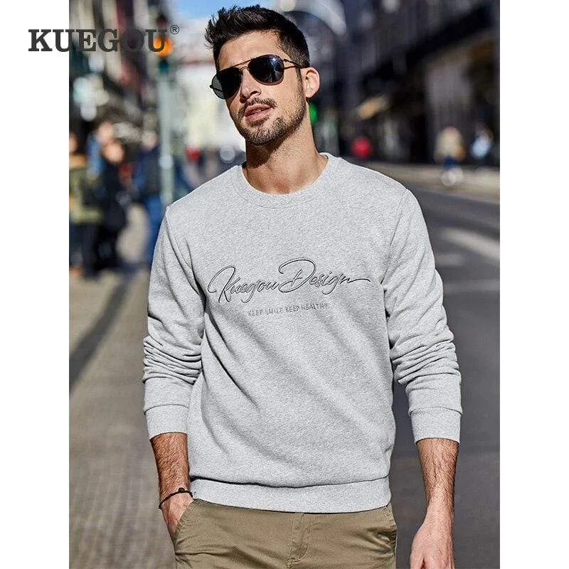 Herren pullover frühling herbst sweatshirt männer reine farbe buchstaben runde kragen baumwolle stickerei sweatshirts MW-2275