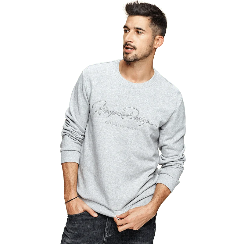 Herren pullover frühling herbst sweatshirt männer reine farbe buchstaben runde kragen baumwolle stickerei sweatshirts MW-2275