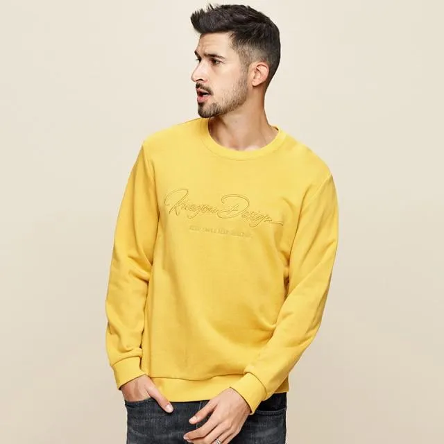 Herren pullover frühling herbst sweatshirt männer reine farbe buchstaben runde kragen baumwolle stickerei sweatshirts MW-2275