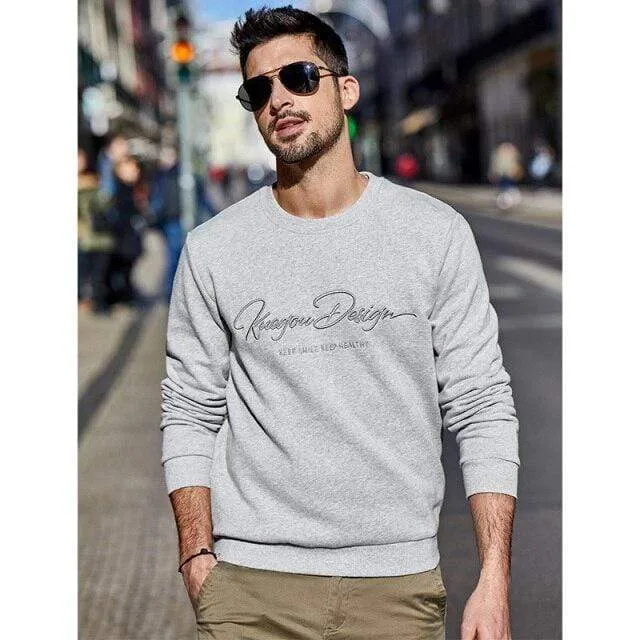 Herren pullover frühling herbst sweatshirt männer reine farbe buchstaben runde kragen baumwolle stickerei sweatshirts MW-2275