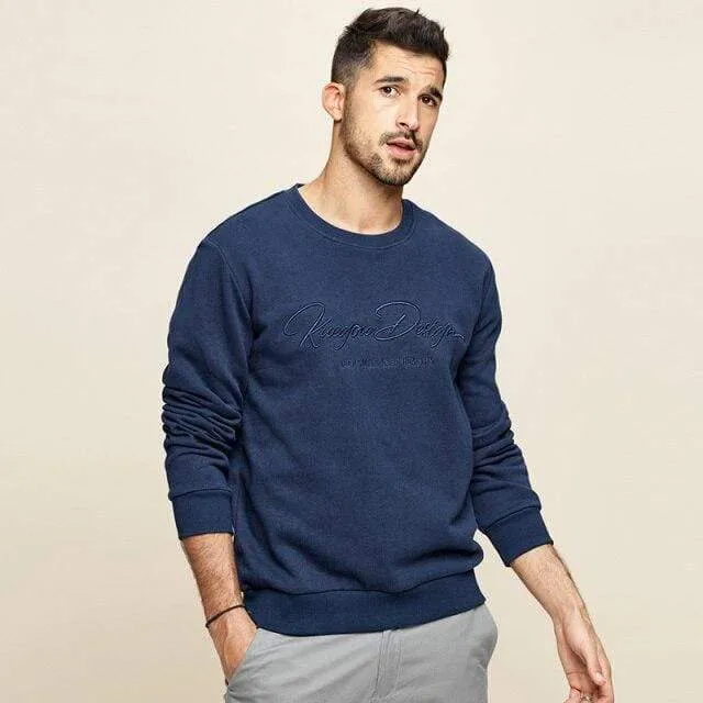 Herren pullover frühling herbst sweatshirt männer reine farbe buchstaben runde kragen baumwolle stickerei sweatshirts MW-2275