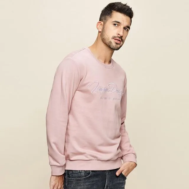Herren pullover frühling herbst sweatshirt männer reine farbe buchstaben runde kragen baumwolle stickerei sweatshirts MW-2275
