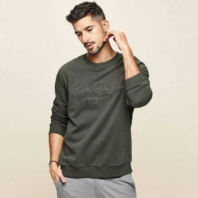 Herren pullover frühling herbst sweatshirt männer reine farbe buchstaben runde kragen baumwolle stickerei sweatshirts MW-2275