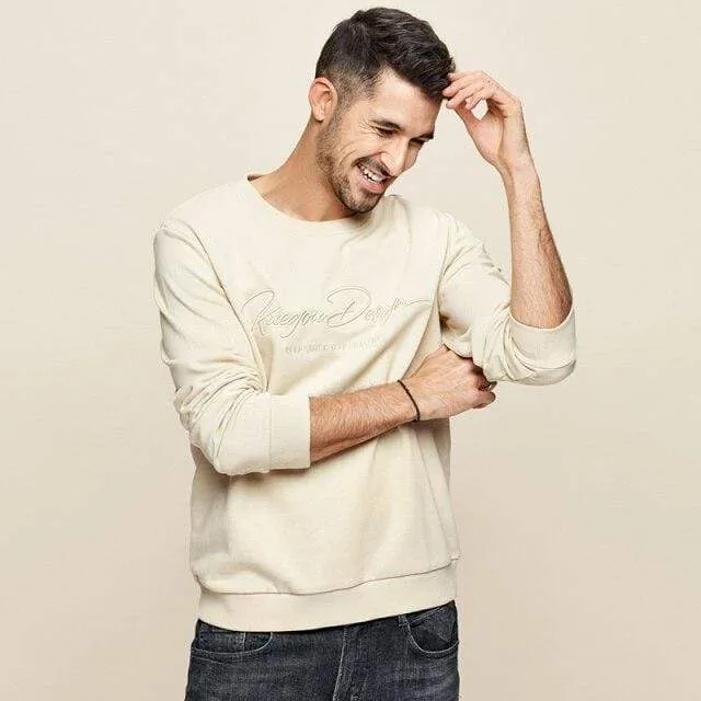 Herren pullover frühling herbst sweatshirt männer reine farbe buchstaben runde kragen baumwolle stickerei sweatshirts MW-2275