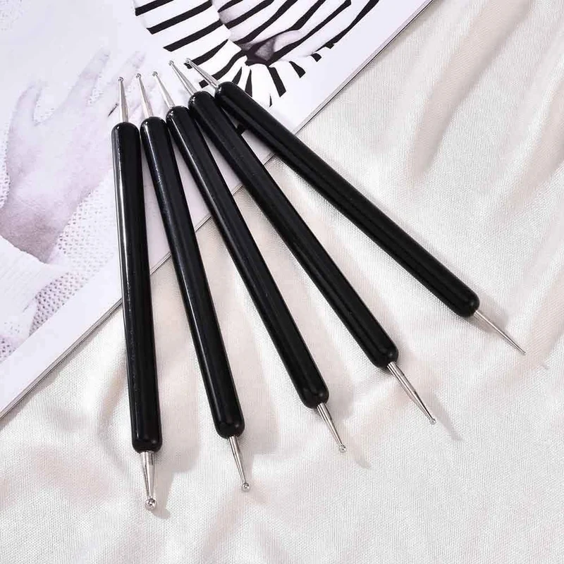5 Teile/sätze Nail art Stift 2 In 1 Doppel Enden Punktierung Zeichnung Malerei UV Gel Liner Polnischen Pinsel Set Nagel kunst Punktierung Werkzeuge