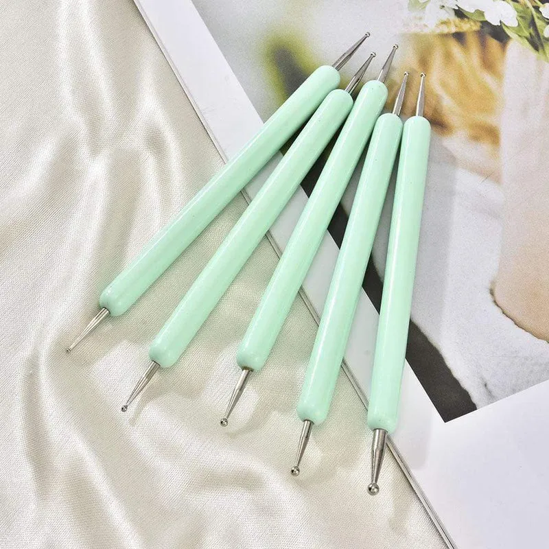 5 Teile/sätze Nail art Stift 2 In 1 Doppel Enden Punktierung Zeichnung Malerei UV Gel Liner Polnischen Pinsel Set Nagel kunst Punktierung Werkzeuge