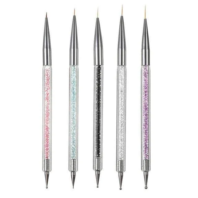 5 Teile/sätze Nail art Stift 2 In 1 Doppel Enden Punktierung Zeichnung Malerei UV Gel Liner Polnischen Pinsel Set Nagel kunst Punktierung Werkzeuge