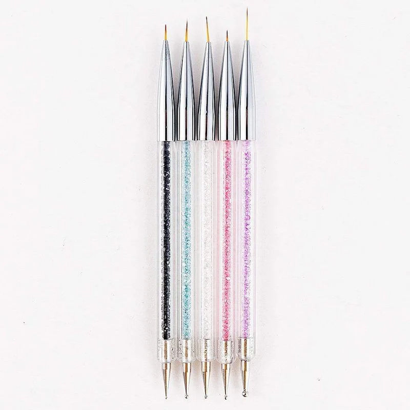 5 Teile/sätze Nail art Stift 2 In 1 Doppel Enden Punktierung Zeichnung Malerei UV Gel Liner Polnischen Pinsel Set Nagel kunst Punktierung Werkzeuge