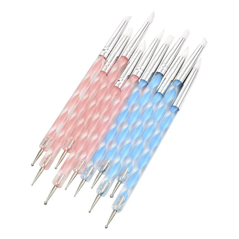 5 Teile/sätze Nail art Stift 2 In 1 Doppel Enden Punktierung Zeichnung Malerei UV Gel Liner Polnischen Pinsel Set Nagel kunst Punktierung Werkzeuge