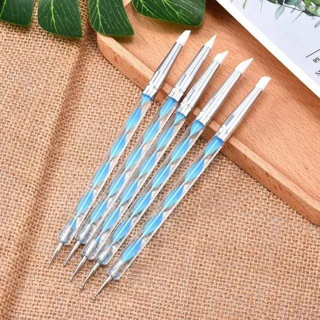 5 Teile/sätze Nail art Stift 2 In 1 Doppel Enden Punktierung Zeichnung Malerei UV Gel Liner Polnischen Pinsel Set Nagel kunst Punktierung Werkzeuge