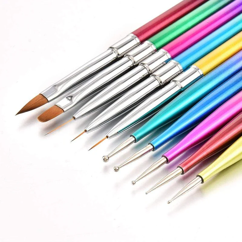 5 Teile/sätze Nail art Stift 2 In 1 Doppel Enden Punktierung Zeichnung Malerei UV Gel Liner Polnischen Pinsel Set Nagel kunst Punktierung Werkzeuge