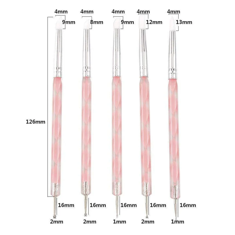 5 Teile/sätze Nail art Stift 2 In 1 Doppel Enden Punktierung Zeichnung Malerei UV Gel Liner Polnischen Pinsel Set Nagel kunst Punktierung Werkzeuge