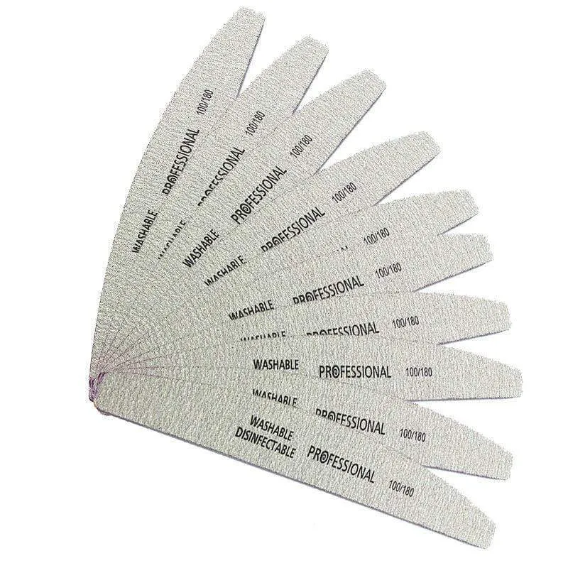 50Pcs 100/180 Nail art Schleifen Schleifpapier Nagel Waschbar Nagel Datei Semilune Banana Polieren Gebogene Professionelle Maniküre Werkzeuge Set