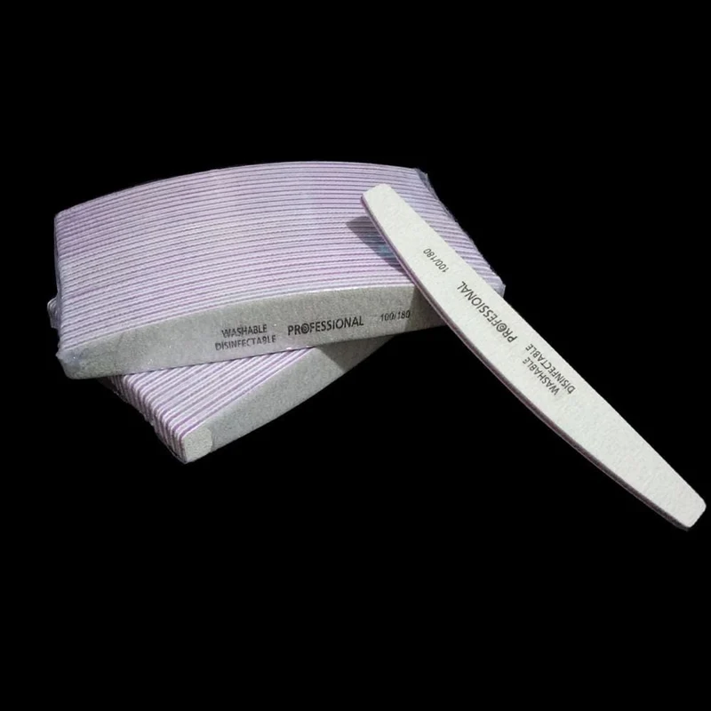 50Pcs 100/180 Nail art Schleifen Schleifpapier Nagel Waschbar Nagel Datei Semilune Banana Polieren Gebogene Professionelle Maniküre Werkzeuge Set