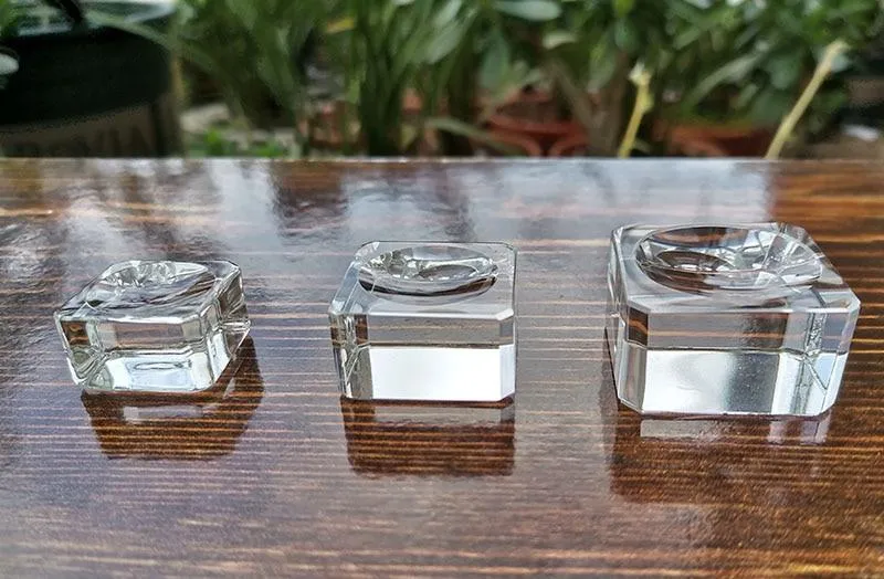 10 Stück transparentes Glas, quadratisches Grübchen, Kristallkugel, Display-Basis, Tischhalter, Ständer, Heimdekoration, Ornamente, Party-Geschenk, Briefbeschwerer