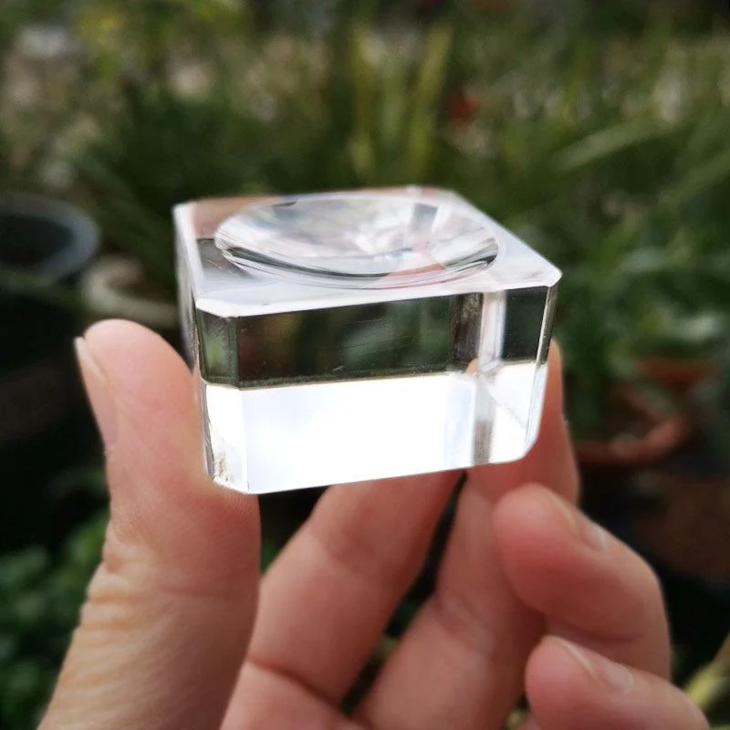 10 Stück transparentes Glas, quadratisches Grübchen, Kristallkugel, Display-Basis, Tischhalter, Ständer, Heimdekoration, Ornamente, Party-Geschenk, Briefbeschwerer