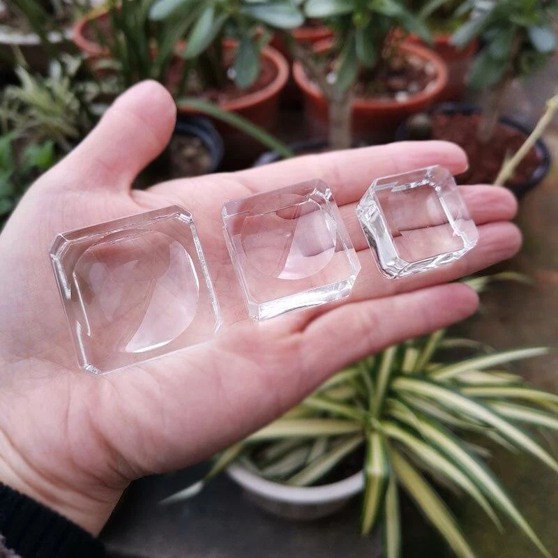 10 Stück transparentes Glas, quadratisches Grübchen, Kristallkugel, Display-Basis, Tischhalter, Ständer, Heimdekoration, Ornamente, Party-Geschenk, Briefbeschwerer