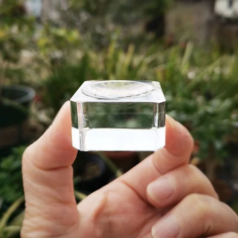 10 Stück transparentes Glas, quadratisches Grübchen, Kristallkugel, Display-Basis, Tischhalter, Ständer, Heimdekoration, Ornamente, Party-Geschenk, Briefbeschwerer
