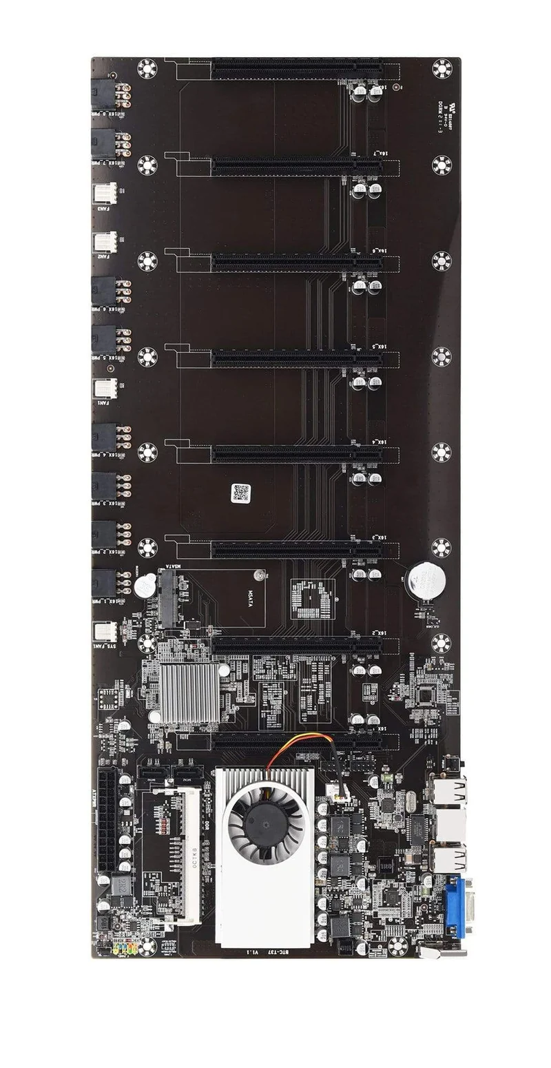 Riserless-Mining-Motherboard mit 8 GPU, Bitcoin, Krypto, Etherum-Mining, unterstützt 1066/1333/1600 MHz