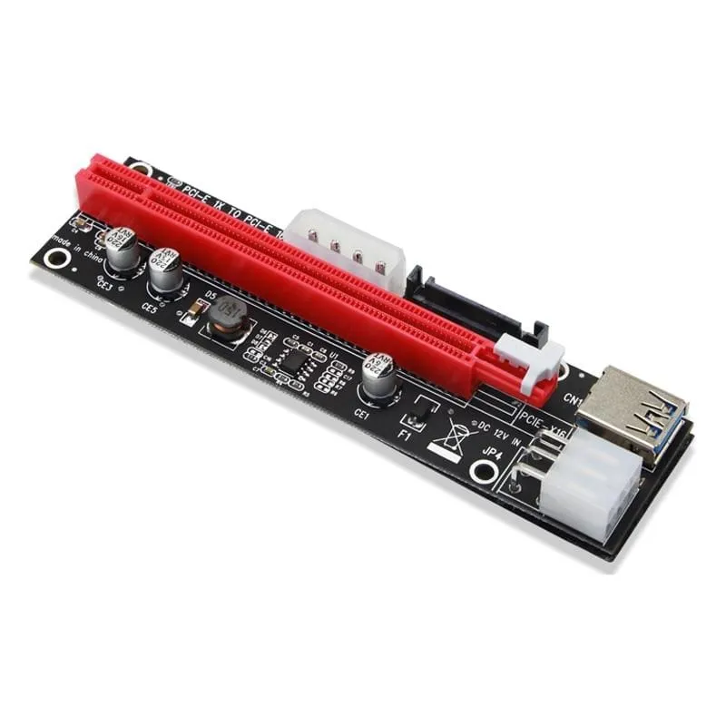 4-poliger 6-poliger SATA Power PCI Express 16X-Steckplatz-Riser-Karte USB 3.0 PCI-E PCI-Express 1x bis 16x PCIE-Riser für Bitcoin BTC Miner Mining