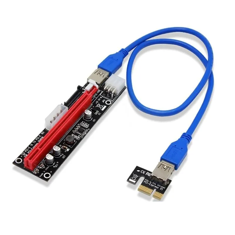 4-poliger 6-poliger SATA Power PCI Express 16X-Steckplatz-Riser-Karte USB 3.0 PCI-E PCI-Express 1x bis 16x PCIE-Riser für Bitcoin BTC Miner Mining