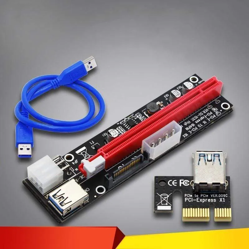 4-poliger 6-poliger SATA Power PCI Express 16X-Steckplatz-Riser-Karte USB 3.0 PCI-E PCI-Express 1x bis 16x PCIE-Riser für Bitcoin BTC Miner Mining