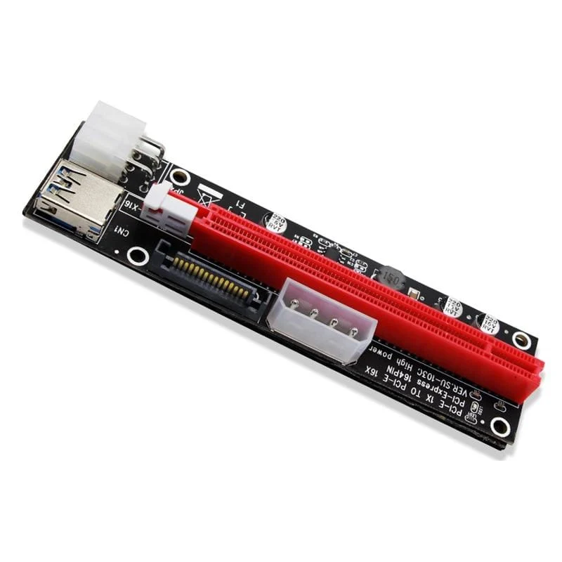4-poliger 6-poliger SATA Power PCI Express 16X-Steckplatz-Riser-Karte USB 3.0 PCI-E PCI-Express 1x bis 16x PCIE-Riser für Bitcoin BTC Miner Mining
