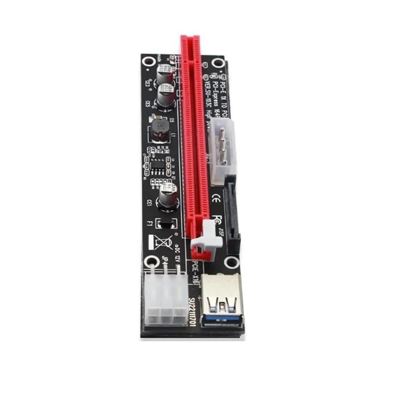 4-poliger 6-poliger SATA Power PCI Express 16X-Steckplatz-Riser-Karte USB 3.0 PCI-E PCI-Express 1x bis 16x PCIE-Riser für Bitcoin BTC Miner Mining