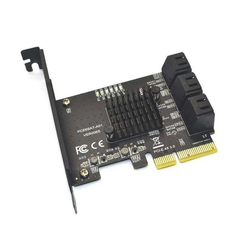SATA PCI e Adapter 6 Anschlüsse SATA 3.0 an PCI Express x4 Erweiterungskarte SATA3.0 PCIe PCI-e SATA Controller für Festplatte ASMedia ASM1166