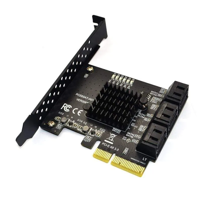 SATA PCI e Adapter 6 Anschlüsse SATA 3.0 an PCI Express x4 Erweiterungskarte SATA3.0 PCIe PCI-e SATA Controller für Festplatte ASMedia ASM1166