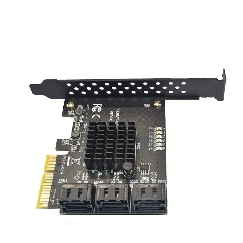 SATA PCI e Adapter 6 Anschlüsse SATA 3.0 an PCI Express x4 Erweiterungskarte SATA3.0 PCIe PCI-e SATA Controller für Festplatte ASMedia ASM1166