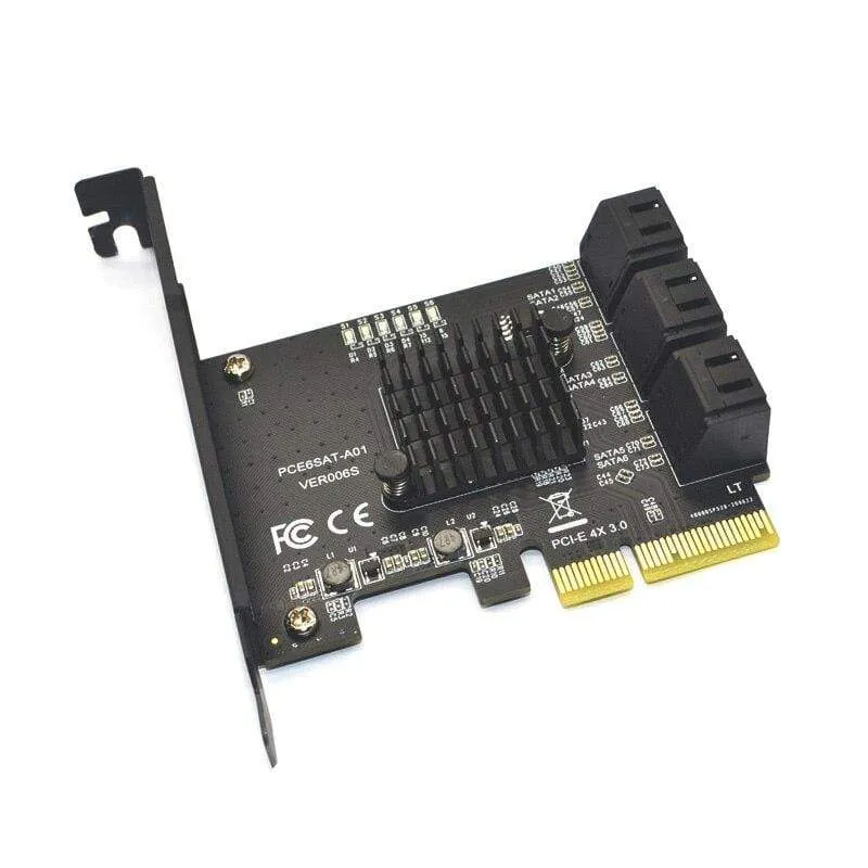 SATA PCI e Adapter 6 Anschlüsse SATA 3.0 an PCI Express x4 Erweiterungskarte SATA3.0 PCIe PCI-e SATA Controller für Festplatte ASMedia ASM1166