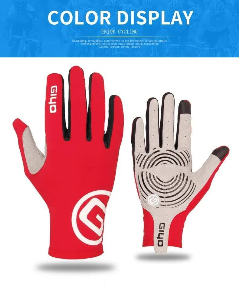 Fahrradhandschuhe, lang, mit vollen Fingern, Sport-Touchscreen, Gel, Sport, Damen und Herren, Sommer, Langfingerhandschuhe, MTB, Rennrad