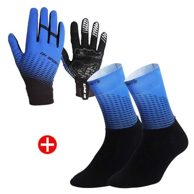 1 Paar Halb-/Vollfinger-Fahrradhandschuhe mit 1 Paar Fahrradsocken für Männer und Frauen, Sport-Fahrradhandschuhe, Rennrad-Set
