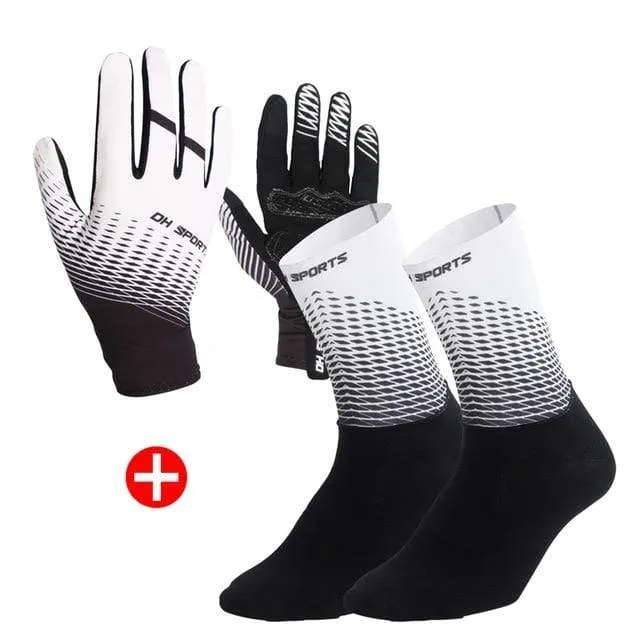 1 Paar Halb-/Vollfinger-Fahrradhandschuhe mit 1 Paar Fahrradsocken für Männer und Frauen, Sport-Fahrradhandschuhe, Rennrad-Set