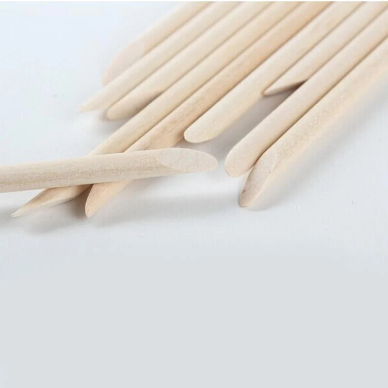 100 teile/los Nail art Holz Sticks Reinigung Orange Nagel Abgestorbene Haut Gabel Häutchen Pusher Remover Nagel Pflege Werkzeuge Für Finger