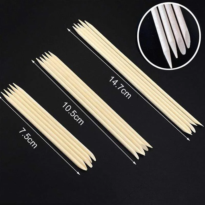 100 teile/los Nail art Holz Sticks Reinigung Orange Nagel Abgestorbene Haut Gabel Häutchen Pusher Remover Nagel Pflege Werkzeuge Für Finger
