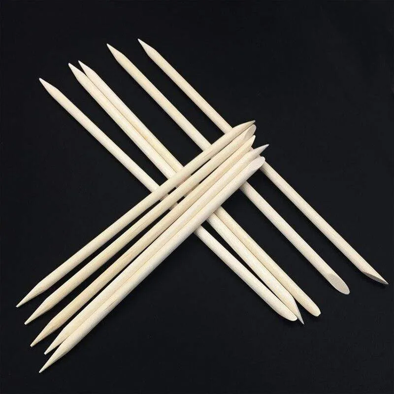 100 teile/los Nail art Holz Sticks Reinigung Orange Nagel Abgestorbene Haut Gabel Häutchen Pusher Remover Nagel Pflege Werkzeuge Für Finger