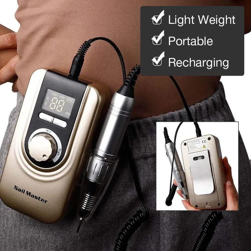 25 W Multifunktions-Nagelbohrmaschine mit 35000 U/min, wiederaufladbar, tragbar, stark polierend, Maniküre- und Pediküre-Set, Nagelwerkzeuge