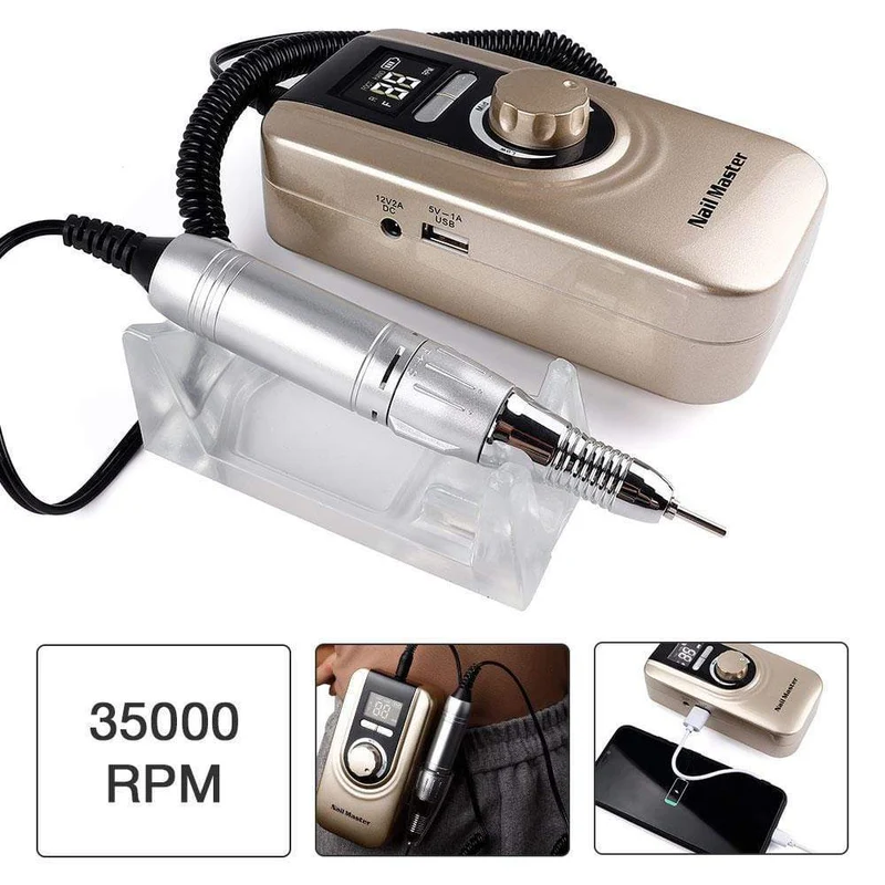 25 W Multifunktions-Nagelbohrmaschine mit 35000 U/min, wiederaufladbar, tragbar, stark polierend, Maniküre- und Pediküre-Set, Nagelwerkzeuge