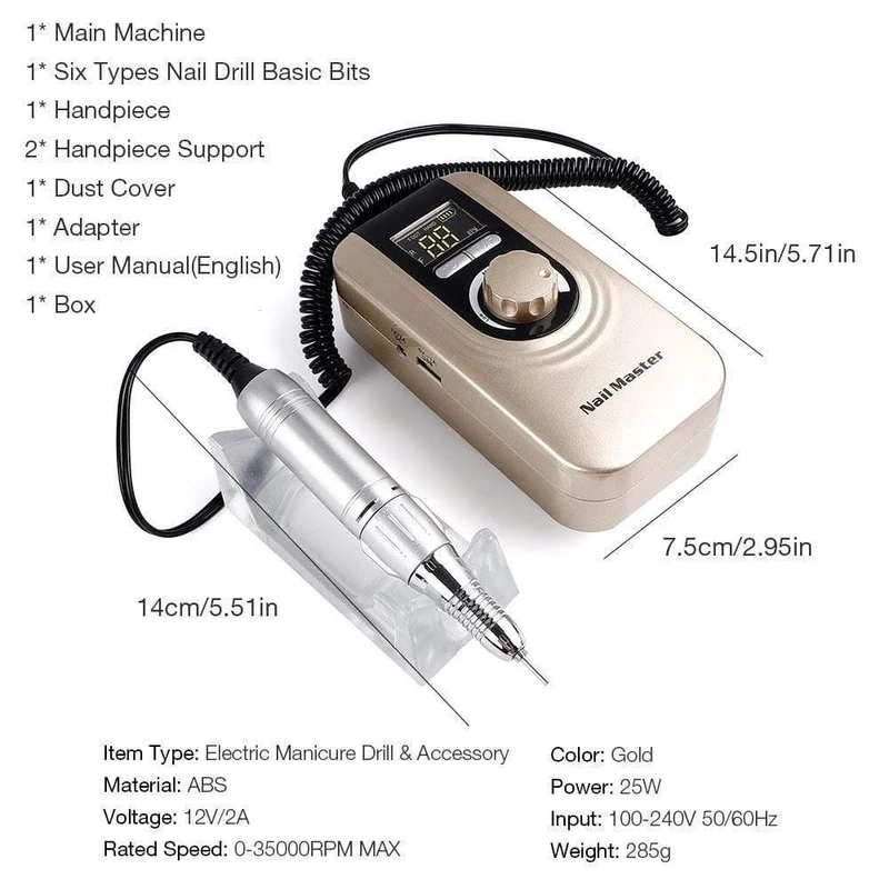 25 W Multifunktions-Nagelbohrmaschine mit 35000 U/min, wiederaufladbar, tragbar, stark polierend, Maniküre- und Pediküre-Set, Nagelwerkzeuge