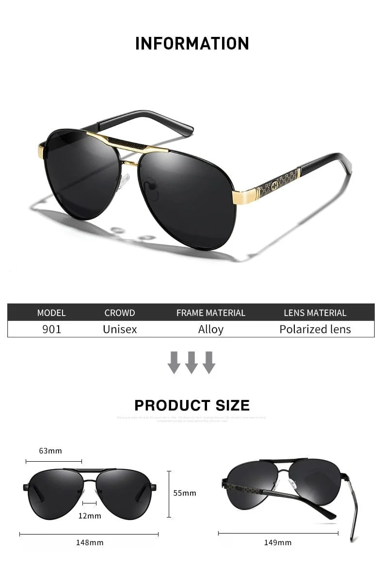 Polarisierte Sonnenbrille für Herren für Sport im Freien, Autofahren, Polaroid-Sonnenbrille, Herren, Piloten-Sonnenbrille mit Metallrahmen, Gafas De